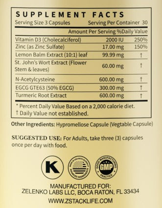 Dr. Zelenko Vitamin 90 capsule bottle dietary supplement Detox Supplements | Detox your Body & Boost Immunity | Z-Shield™